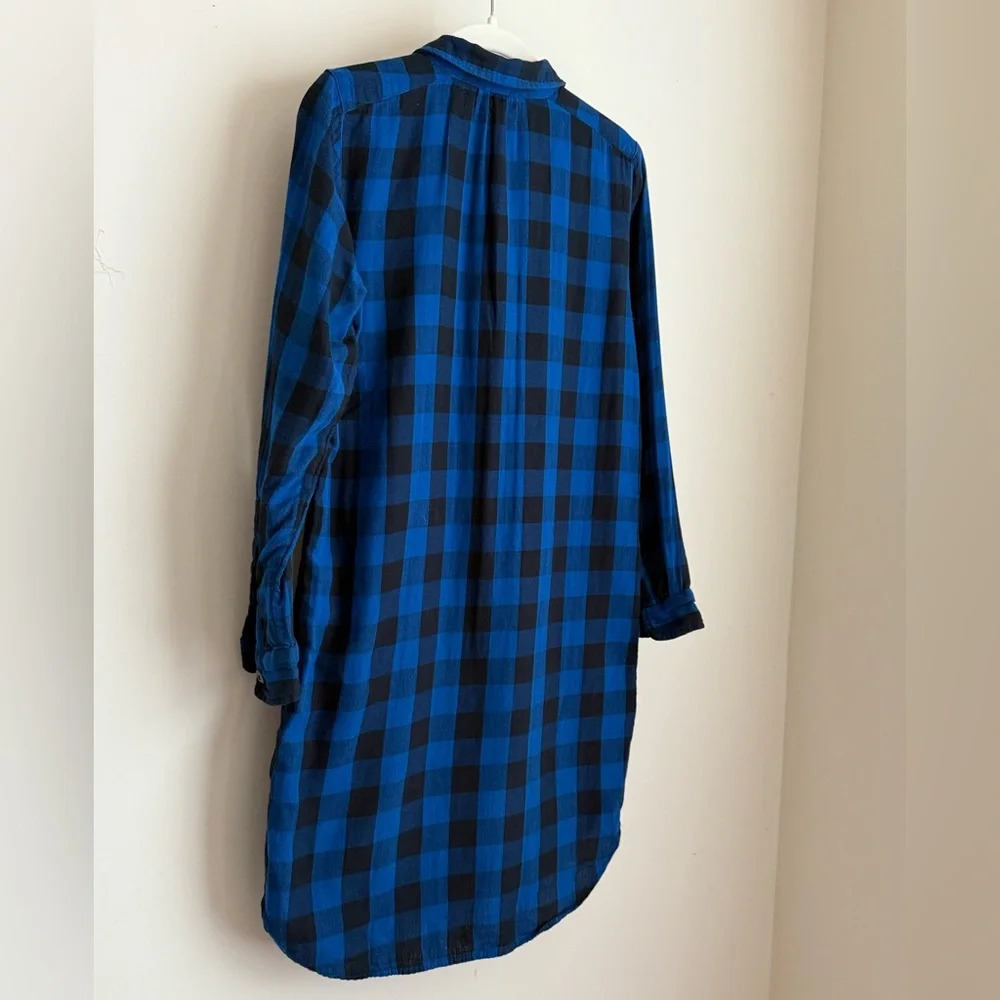 Madewell Flannel Shirt Dress - Latitude Blue Black Buffalo Plaid Size XS - Picture 5 of 12